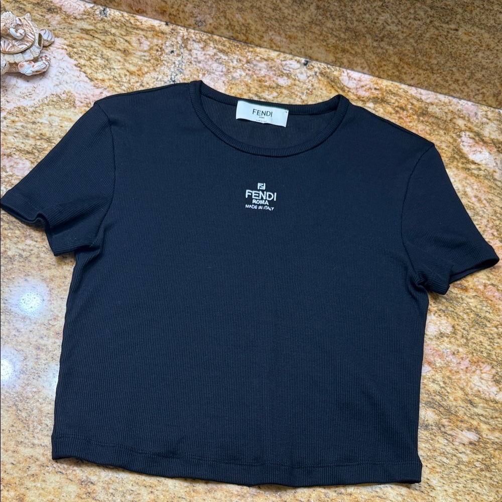 Fendi Black Logo Crop Top